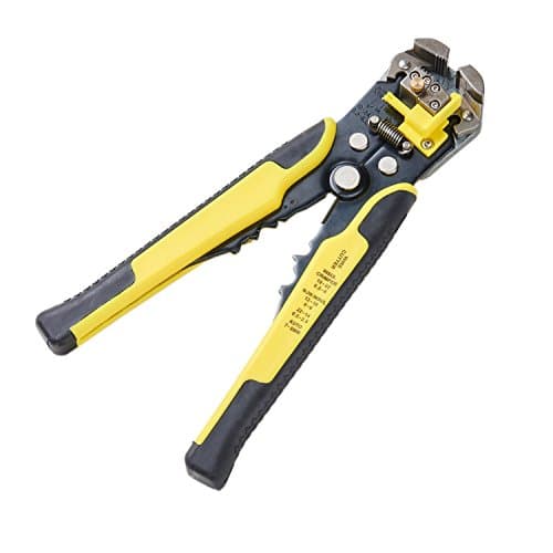 Cymuros WCY900348 Wire Stripper Plier,Self-Adjusting Automatic Wire Stripper Professional Multifunctional Wire and Cable Crimping Stripping Cutting Pliers Terminal Tool Wire Crimper Stripper Cutter AWG24-10(0.2~6.0mm²) Yellow
