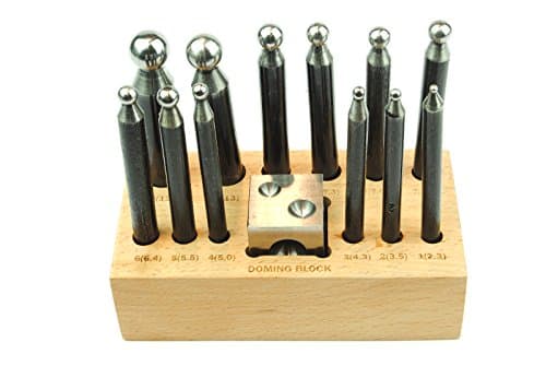 Proops 12pc Dapping Doming Punch and Block Set 2.3mm -13.5mm &amp; Steel Block. Free UK Postage