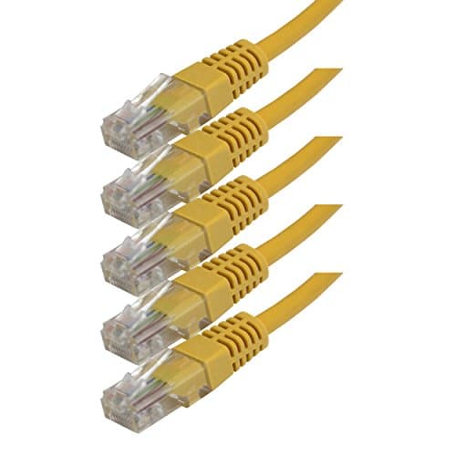iComp CAT5E/RJ45 Network Patch Lead 26AWG CCA, 0.25 Metres, Yellow - Pack of 5