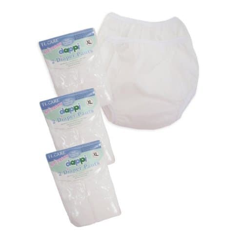 Dappi Waterproof 100% Nylon Diaper Pants, White, 6-Pack, Extra Large
