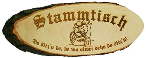 Stammtisch [Regular's Table] Wood Bark Sign [German Language]