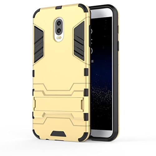 For Samsung Galaxy C8 / C7100 Case, Ougger Shock Absorption [Kickstand] Armor Cover Tough PC + Soft TPU Cushion Rubber 2in1 Extreme Protection Back Gear Rear Gold