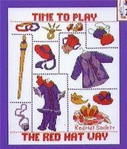 Time to Play the Red Hat Way Sampler, Counted Cross Stitch, 8 X 10 by Red Hat Society