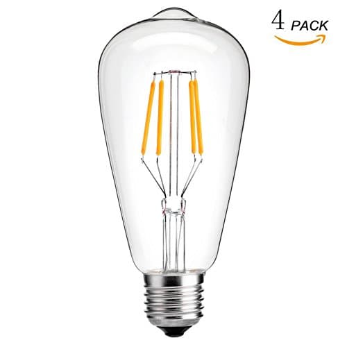 4 Pack Edison LED Lamp Bulb E27 Screw Socket Base 4W=40W LED 2700K Warm White Light ST64 Light Bulbs Vintage Retro Nostalgia Antique Style Lighting 220-240V AC LED