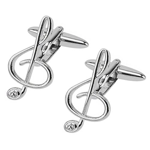 CUFF IT Musical Cufflinks Instruments Music Note with Gift Box & Cleaning Cloth (Brown Violin, Red Guitar, Black Guitar, Treble Clef, Semiquaver)