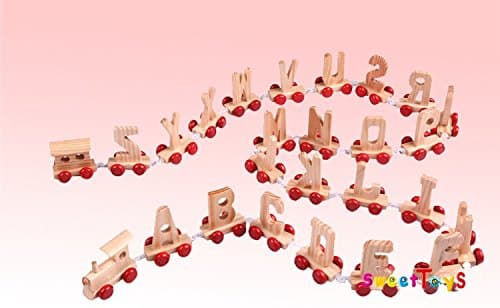 '7' letter name wooden train alphabet