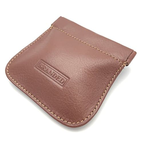 Quality Leather Snap top Stitched Purse (Brown)