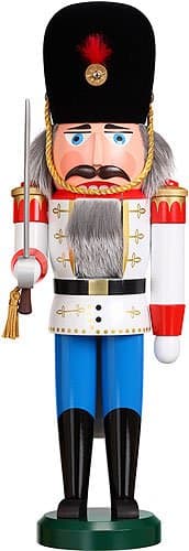 Seiffener Volkskunst German nutcracker Dane white, height 39 cm / 15 inch, original Erzgebirge by