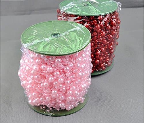 Erosion 200 Feet Roll 3&8mm Pearl String Bead Garland Strand Wedding Decoration DIY Bridal Party Supplies Craft Decor (Pink)