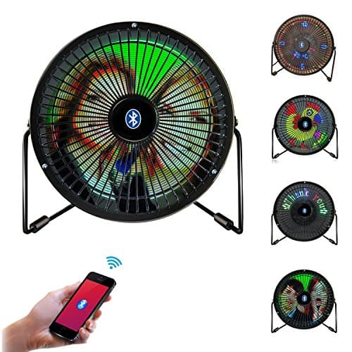 Fan,Greshare Portable Mini USB Bluetooth Full Color LED Display Table Desk Fan with Texts, Real-time Clock and DIY Real-time Pictures Display (iOS &amp; Android APP Support)