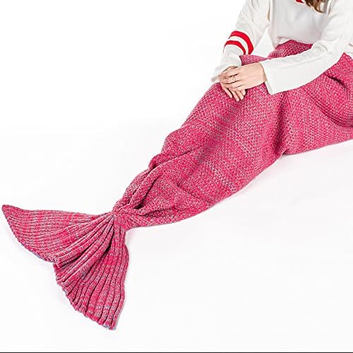 Mermaid Tail Blanket, Handcraft Knitting Keep Warming Sleeping Bag for Kid (60x160cm Red)