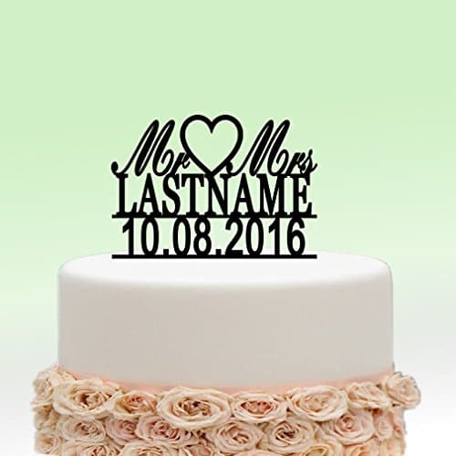 vspg Personalised Cake Topper (Mr&amp;Mrs design1, Black)