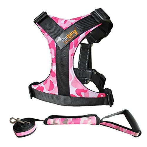Adjustable Dog Vest Harness with Leash - Secure Reflective Nylon Lightweight Dog Walking Harness Vest - Durable and Breathable Dog Pulling Harness (S, Camouflage -pink)