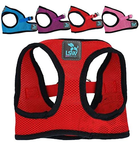 LSW Pet Design No Pull Small Dog Pet Harness Breathable Step In Mesh Harness Red Extra Large