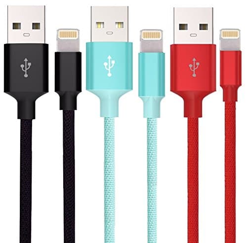 High Quality Nylon Braided Lightning Cable 1M (Tangle-Free) for iPhones, iPads, AirPods, iPods and More (Teal) from JJN