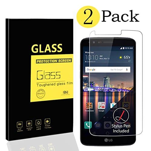 [2-Pack] LG Stylus 3 / Stylo 3 / K10 Pro Screen Protectors , MENGGOOD Tempered Glass Protective Films Invisible Transparent Crystal Clear Protection Display Shield for LG Stylus 3 / LG Stylo 3 / LG K10 Pro - 9H Hardness
