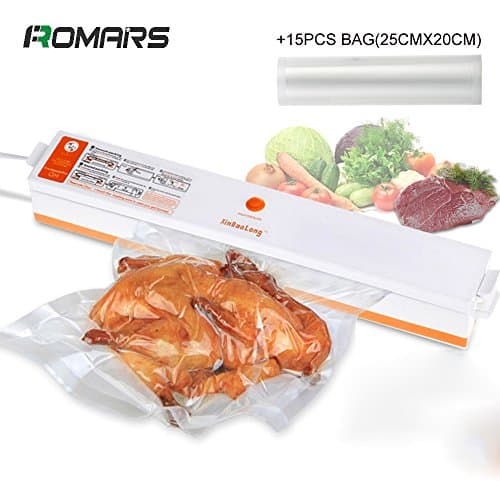 Vacuum Sealer Machine ,Romars Portable Compact Vacuum Sealing System for Vacuum and Seal /Seal Home Vacuum Packing Machine For Sous Side Food Preservation 30cm vacuum sealer including 15pcs Bags