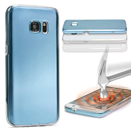 Urcover Galaxy Note 4 Case, Metal-Optic 360 Degree [Full-Body] TPU Silicone all round front &amp; back protective Cover Samsung Galaxy Note 4 - Blue