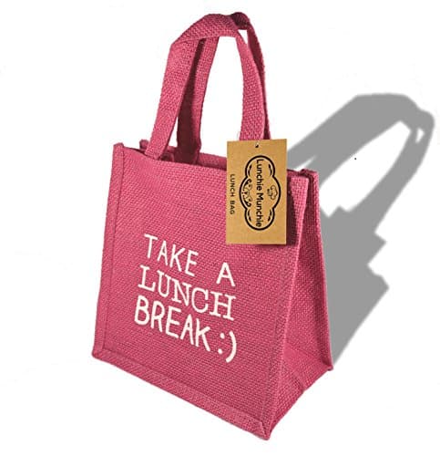 Eco Lunch Bag - Pink " Take a Lunch Break :) "