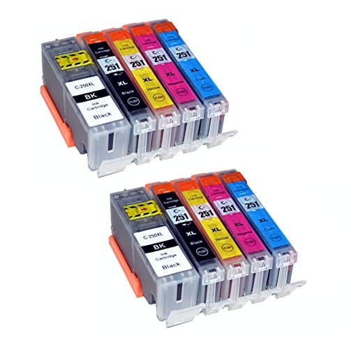 10x Compatible with PGI-250 XL CLI-251 XL Ink Cartridge for PIXMA IP7220 IP8720 IX6820 MG5420 MG5422 MG5520 MG5522 MG5620 MG5622 MG6320 MG6320