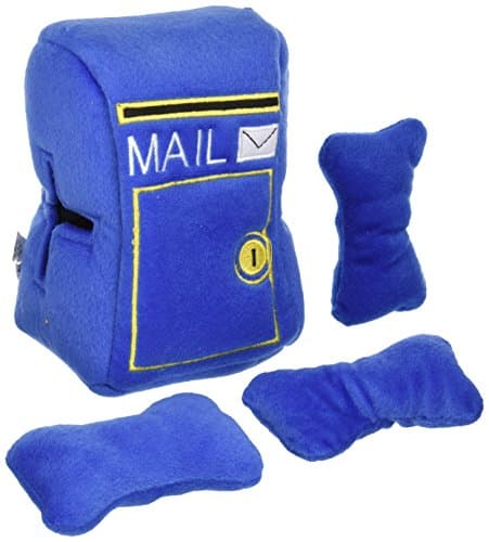 'Dig-it' Stuffable Mailbox Plush Toy, Interactive Hide and Seek for Small Dogs, 4-piece - 6" Mailbox