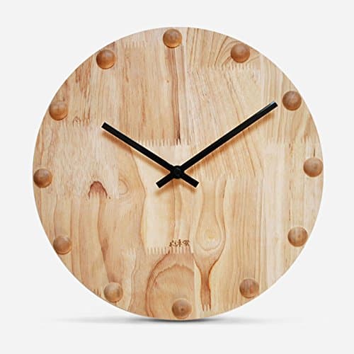 Original/Genuine Solid Wood Round Simple Wall Clock/Watches/Nordic Creative Ultra-Quiet Movement,12 Inch,Wood