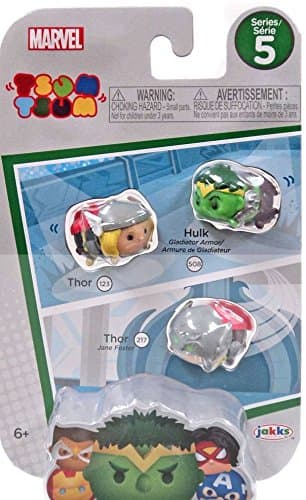 Marvel Tsum Tsum Series 5 Thor, Gladiator Hulk &amp; Thor (Jane Foster) 1-Inch Minifigure 3-Pack #123, 508 &amp; 217