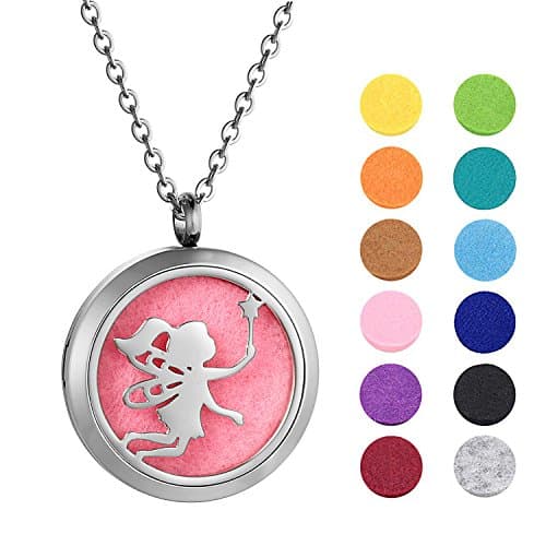 Zoiki Aromatherapy Essential Oils Diffuser Necklace Magical Little Fairy Pattern Pendant Necklace