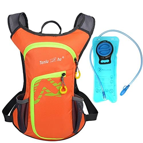 Rullaco 12L Hydration Pack with 2L Water Bladder – Waterproof Camping Hiking Running Biking Trekking Climbing Cyclng Hydration Backpack &amp; Rucksack – Sports Outdoor Water Reservoir Bag For Women Men (Orange)