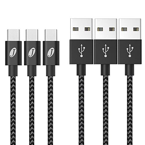 [3 Pack 1m] Type C Cable, Jecent 3.3ft Nylon Braided USB C Charger Cable Fast Charging Cord for Samsung S8/S8+, LG G5/G6, Nexus 5X/6P, Onplus 2/3T, Sony Xperia XZ, Huawei P9, Nokia N1, New MacBook 2015, ChromeBook Pixel, Nintendo Switch and More USB C Devices(Sliver Black)
