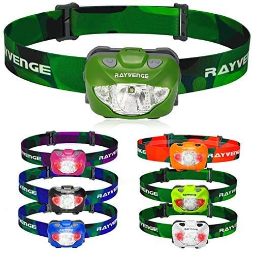 Rayvenge T3A LED Headlamp with Red Light - Lightweight headlamp Flashlight for Running, Hiking, Camping - Best Headlamps with 3 AAA Batteries, 168-Lumen, Waterproof, Long Battery Life (Grass Green)