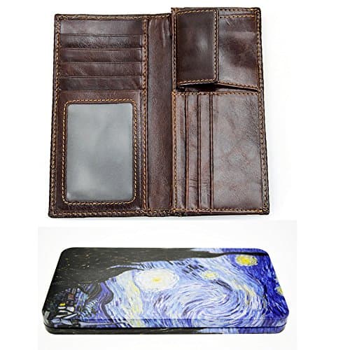 Set of One RFID Blocking Leather All-in-one Wallet And One Tin Case ,Acecle Slim,Simple And Compact Design,Gift Packaged