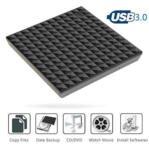 Umiten External DVD Drive, Portable USB 3.0 External CD Drive, Slim External DVD CD RW Writer/ Burner/ Reader, Support Windows 98/ 7/ 8/ 10/ XP/ Vista/ Mac OS