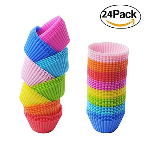 Silicone Cupcake Liners,Reusable Muffin Baking Cups with 8 Colors,24 Packs Home Bake Mold Sets (24pcs)