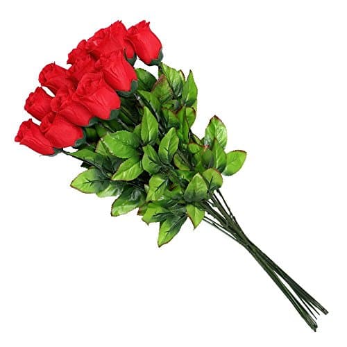 s/o Pack of 24 Rose Red 45 cm Artificial Red Rose Silk Flowers (0552)