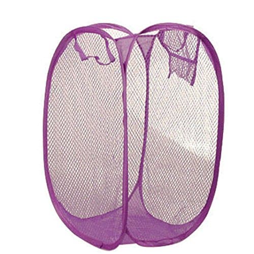bonjouree Nylon Mesh Folding Laundry Baskets, violet, 50.5*32*26.5cm
