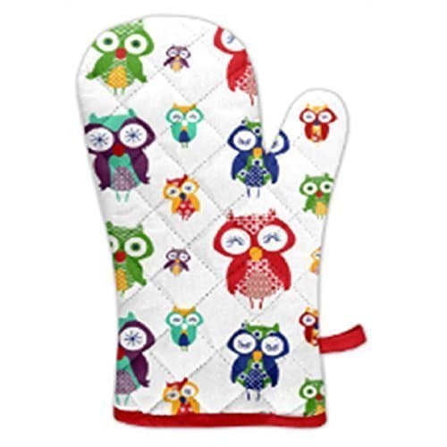 Jungle Forest Owl Bird Single Kitchen Bbq Oven Cooking Baking Gloves Mitts Thick Padded Cotton Mittens