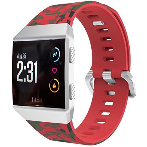 Runtenic Fitbit Ionic Watch Strap Silicone Wrist Sport Replacement Band and Adjustable Bracelet for Fitbit Ionic Fitness Smartwatch (red camo)