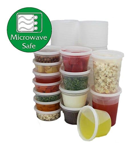 Pack of 8 Plastic Round Leak Proof Container, Microwave & Freezer Safe with Sturdy Well Fitted Lid. (12oz - 350ml)