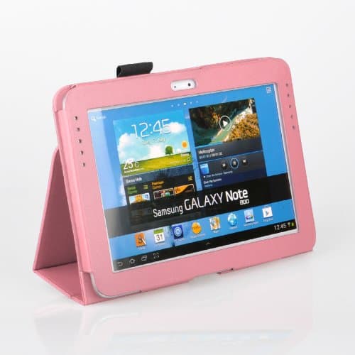 ElecShield Case for Samsung Galaxy Note 10.1 / N8000 / N8010 Tablet 2012 Luxury Leather Stand Case & Free Screen Protector (Light Pink)
