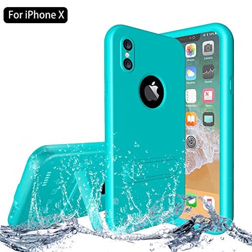 iPhone X case, iPhone X Waterproof case, NewTsie Full-body Protective Shockproof Snowproof Dustproof Dirtproof with Built-in Screen Protector Case Cover for Apple iPhone X / iPhone 10 [Kickstand Feature] (P-Blue)