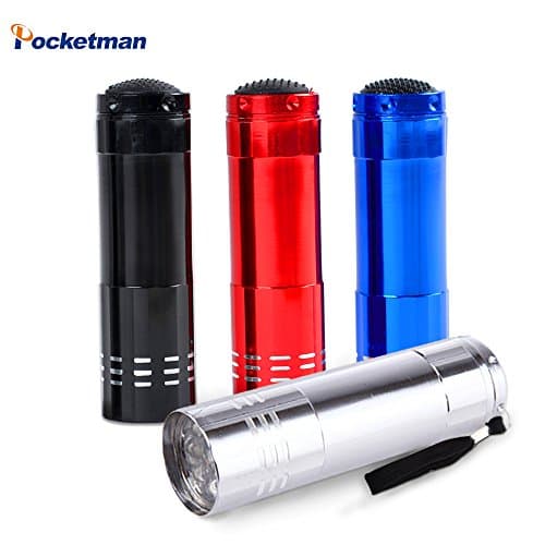 4 Packs,Pocketman 9 LED Mini Protable Aluminum Flashlight Torch with Lanyard,4 Assorted Colors,for Kids, Camping, Night Reading,Hiking, BBQ and EDC
