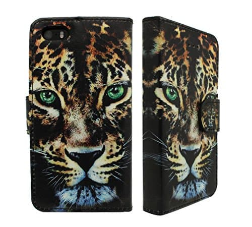 iPhone 4 / 4G / 4S Leopard Print Pu Leather Book Wallet Flip Case Cover Plus Screen Protector &amp; Screen Polishing Cloth