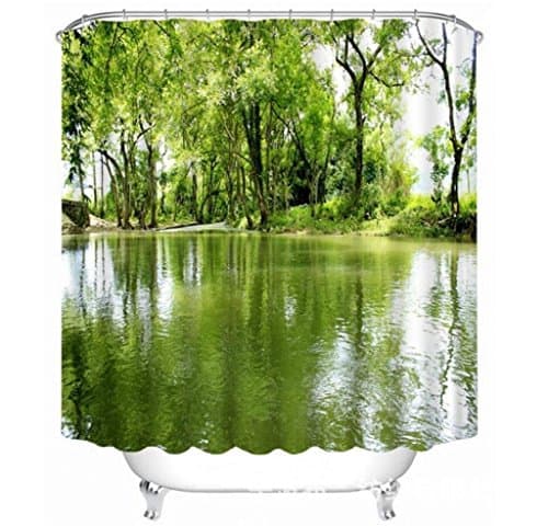 Riverside Forest 3D landscape light space visual impression of the reach and sight of polyester curtain, 180*180 cm en-suite shower room decoree