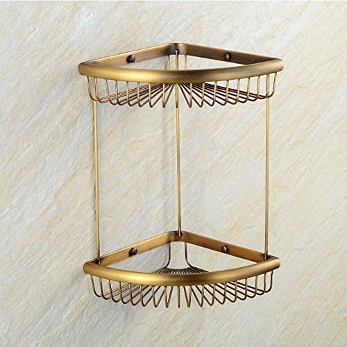 LEIT Bathroom accessories Triangle rack Black ancient bathroom Shelf Double layer Shelf,A