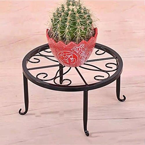 QHD Creative Iron Flower Frame Floor Balcony Flower Bed Frame Indoor Living Room Green Radish Single Layer Of Meat Trough (Color : Black, Size : 24*13cm)