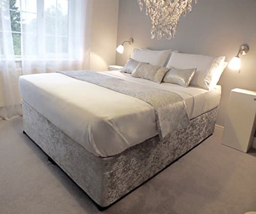 Elasticated Divan Base Cover In Crushed Velvet MODERN VALANCE (DOUBLE, WHITE)