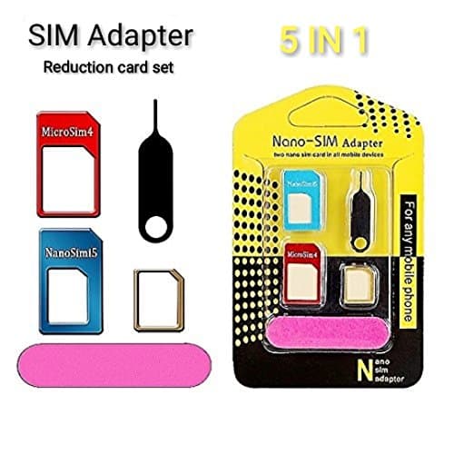 Sim Card Adapter, Click2u 5 in 1 Nano SIM Card Adapter Converter to Micro &amp; Standard SIM Card Adapter Kit for Tray Open Eject Pin Tool