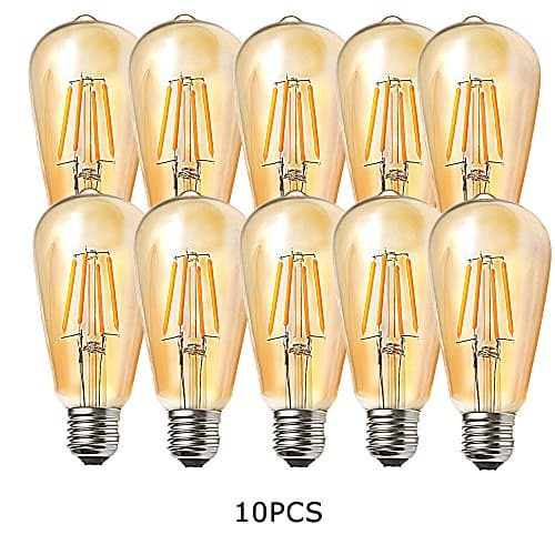 OUGEER 10 Pack Vintage E27 Screw Edison Led Light bulb ST64 4W Filament LED Bulbs Energy Saving Bulb Warm White 2300K …