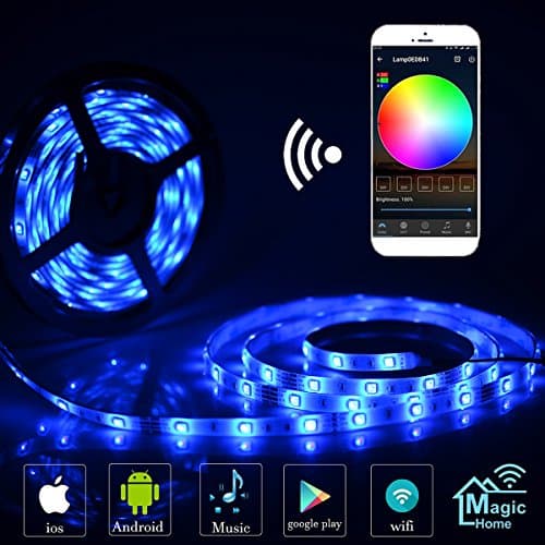 simfonio LED Light Works with Alexa, WiFi Smartphone Wireless Controlled LED Strip Light Kit [Energy Efficiency Class A + + +] alexa-150leds RGB